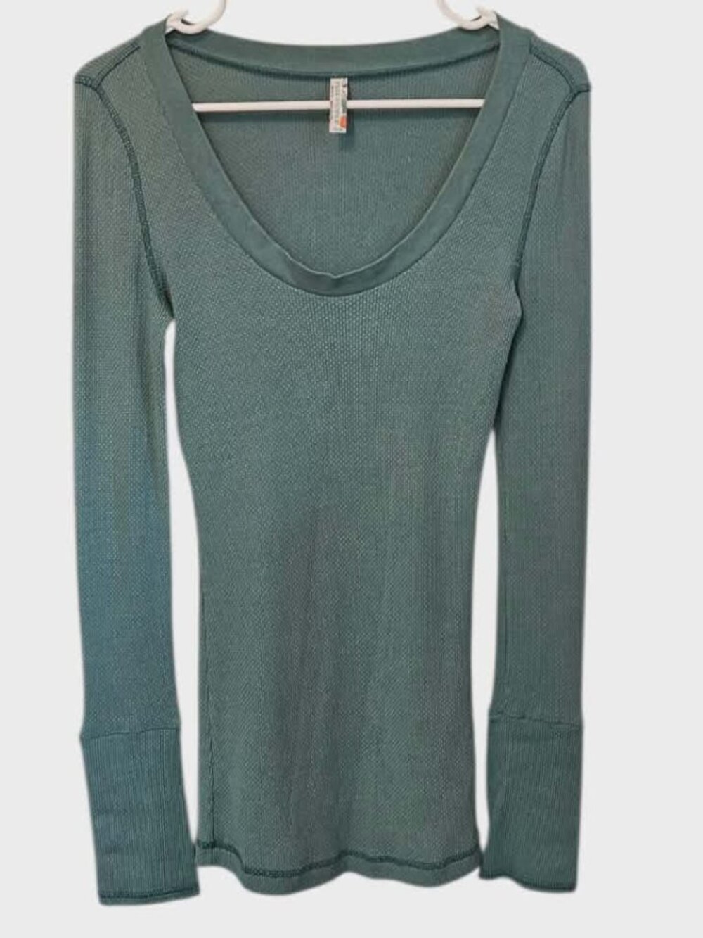 Free People We the Free Cyprus Green Thermal Top with Motor Cuffs Size M